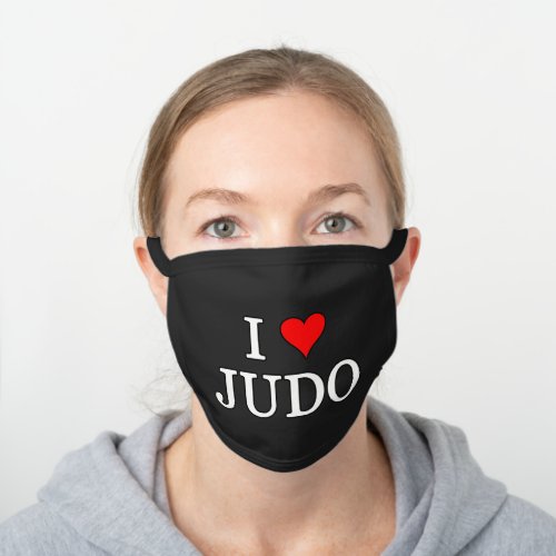 I Love Judo Black Cotton Face Mask