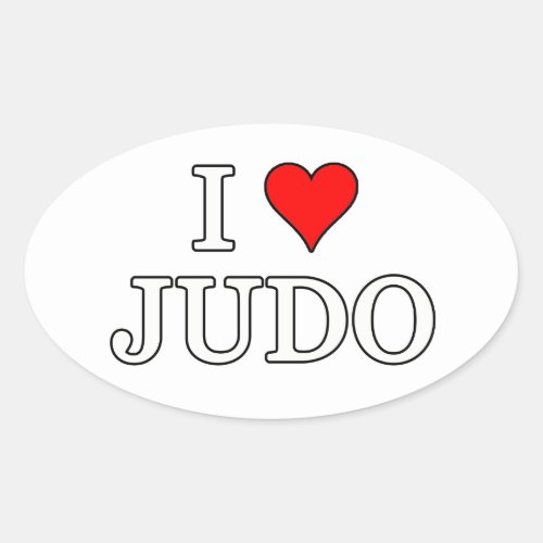 I Love Judo Oval Sticker