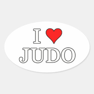 I Love Judo Oval Sticker