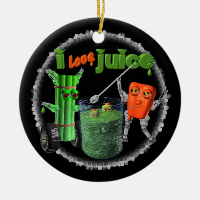 I Love Juice celery & pepper template 100+ items Ceramic Ornament (Front)