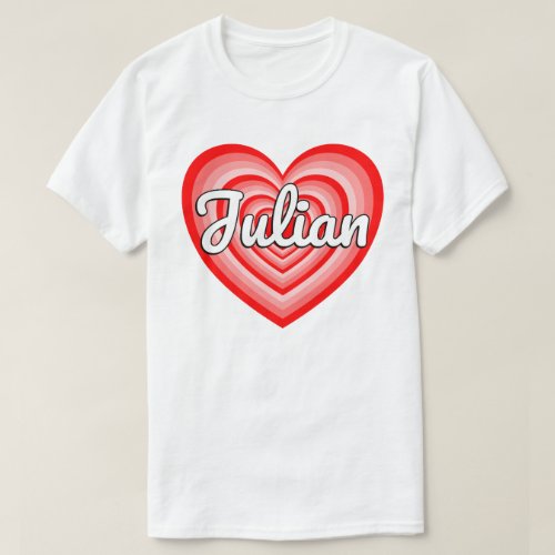 I Love Julian Heart Julian Name Funny Julian T_Shirt