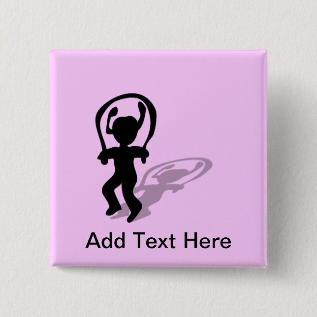 I Love Jumping Rope Silhouette Girl Button (Front)