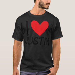 I Love Justin Name Personalized Men Guy BFF Friend T-Shirt