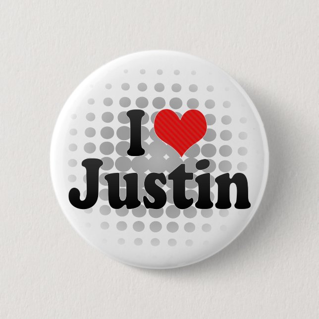 I Love Justin Pinback Button (Front)