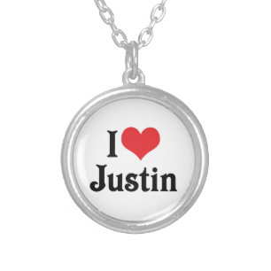 I Love Justin Silver Plated Necklace