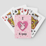 I Love K-pop Pink Finger Heart Poker Cards