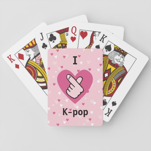 I Love K_pop Pink Finger Heart Poker Cards
