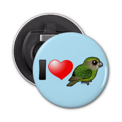 I Love Kakapos Button Bottle Opener