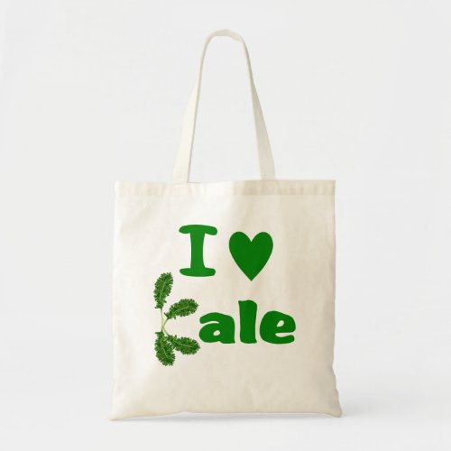 I Love Kale I Heart Kale Reusable Grocery Cloth Tote Bag