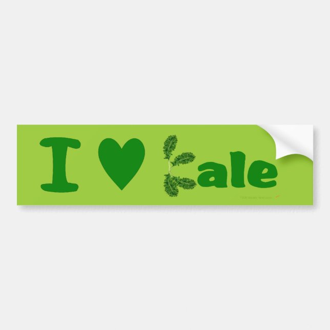 I Love Kale (I Heart Kale) Vegetable/Gardener Bumper Sticker (Front)
