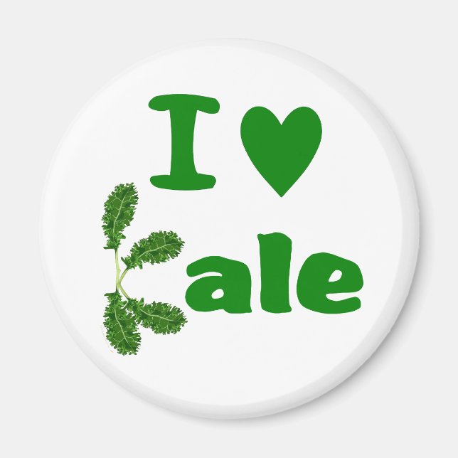 I Love Kale (I Heart Kale) Vegetable/Gardener Magnet (Front)