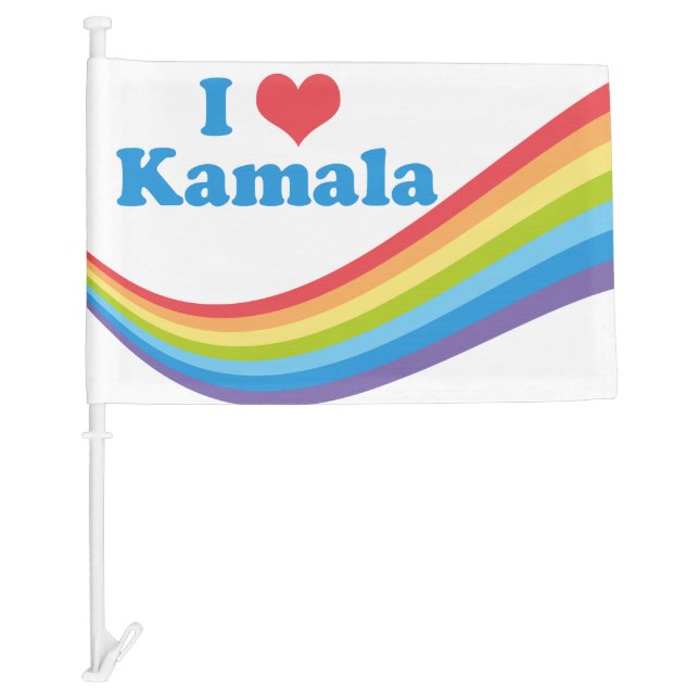 I Love Kamala Cute Election Rainbow Car Flag (Front)
