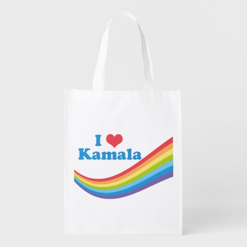 I Love Kamala Cute Election Rainbow Grocery Bag