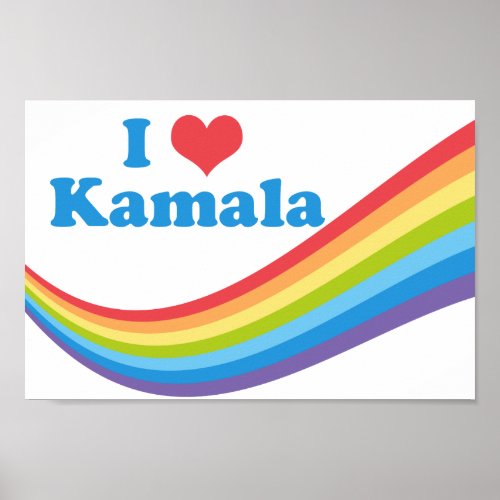 I Love Kamala Cute Election Rainbow Poster