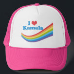 I Love Kamala Cute Election Rainbow Trucker Hat<br><div class="desc">A beautiful Kamala Harris rainbow hat for the 2024 election that reads I Love Kamala. Cute and colorful support for our vice president.</div>