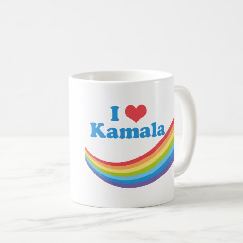 I Love Kamala Harris Cute Rainbow Coffee Mug