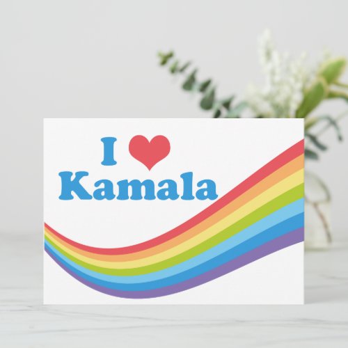 I Love Kamala Harris Cute Rainbow Political Card