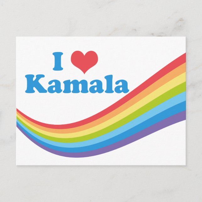 I Love Kamala Harris Cute Rainbow Postcard (Front)