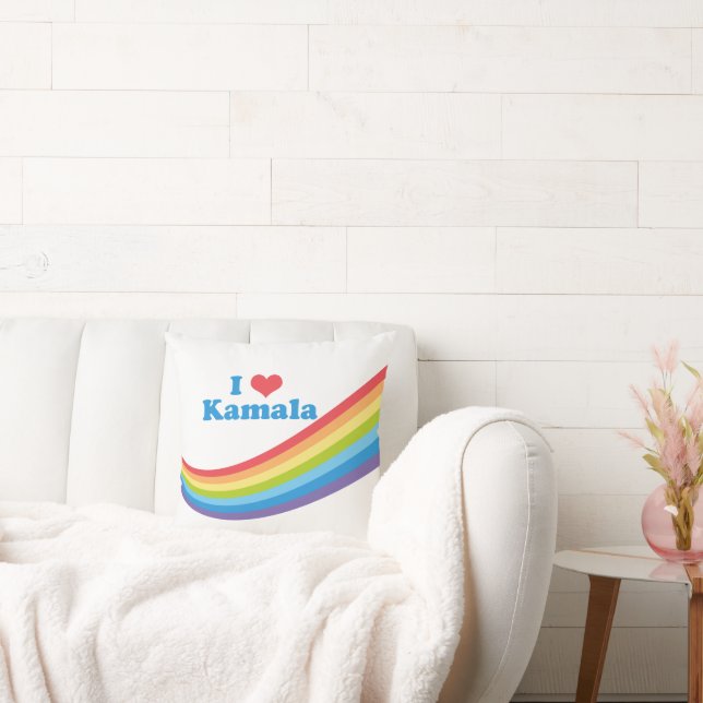 I Love Kamala Harris Cute Rainbow Throw Pillow (Couch)