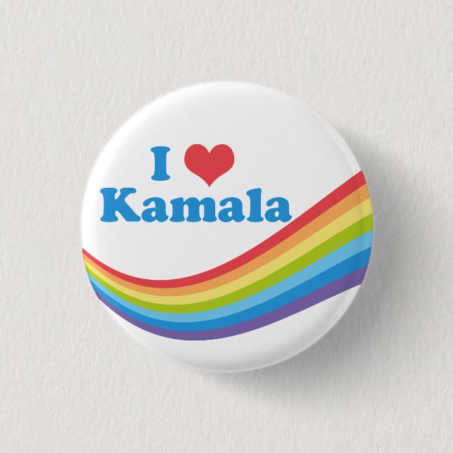 I Love Kamala Rainbow Button (Front)