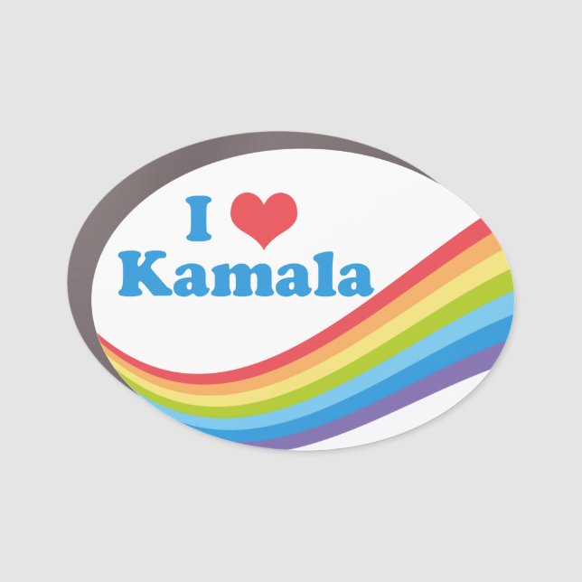 I Love Kamala Rainbow Car Magnet (Front)