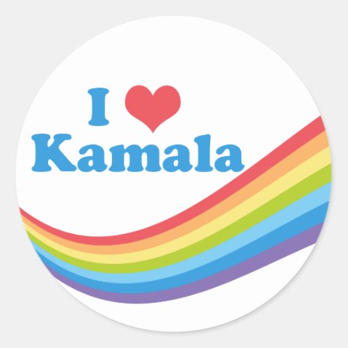 I Love Kamala Rainbow Classic Round Sticker