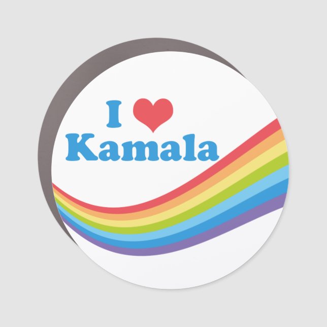 I Love Kamala Rainbow Election Car Magnet (Front)