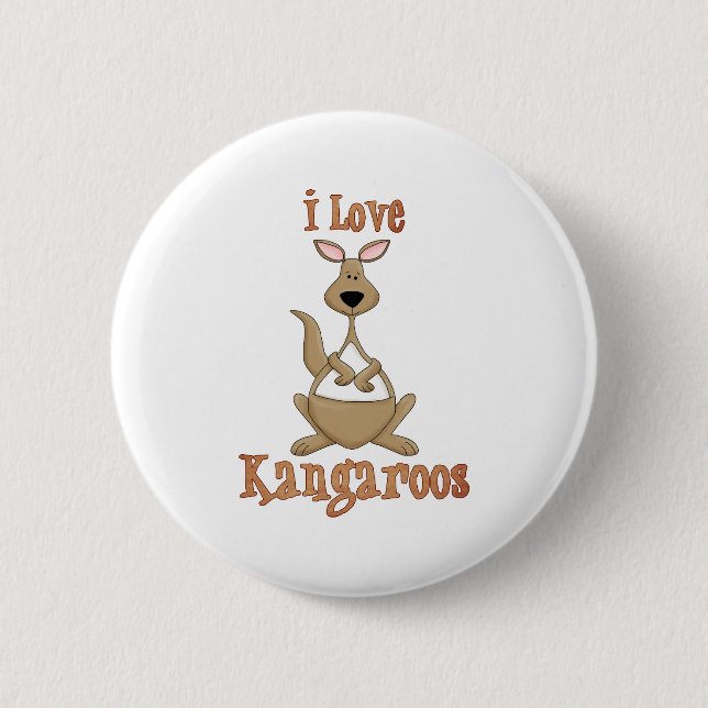 I Love Kangaroos Pinback Button (Front)