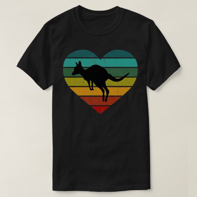 I Love Kangaroos Wallaby Retro Heart T-Shirt (Design Front)