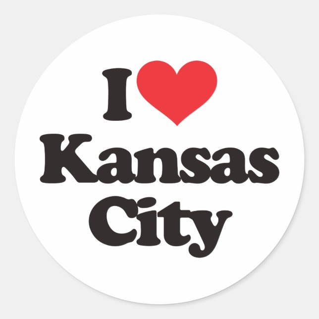 I Love Kansas City Classic Round Sticker (Front)