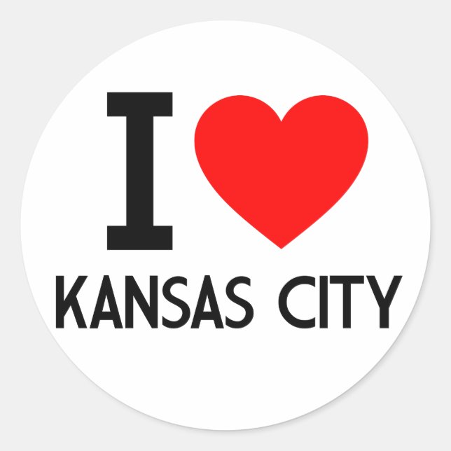 I Love Kansas City Classic Round Sticker (Front)