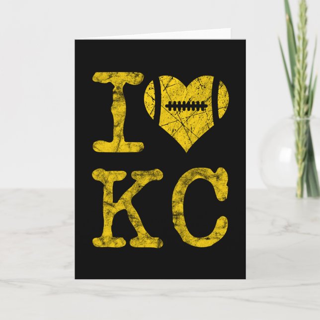 I Love Kansas City Heart Football Valentines Day Card (Front)