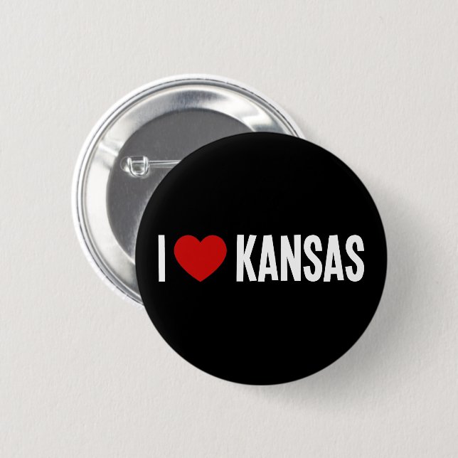 I Love Kansas I Heart Kansas Round Button (Front & Back)