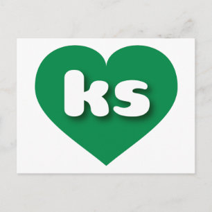 I love Kansas - ks green heart Postcard