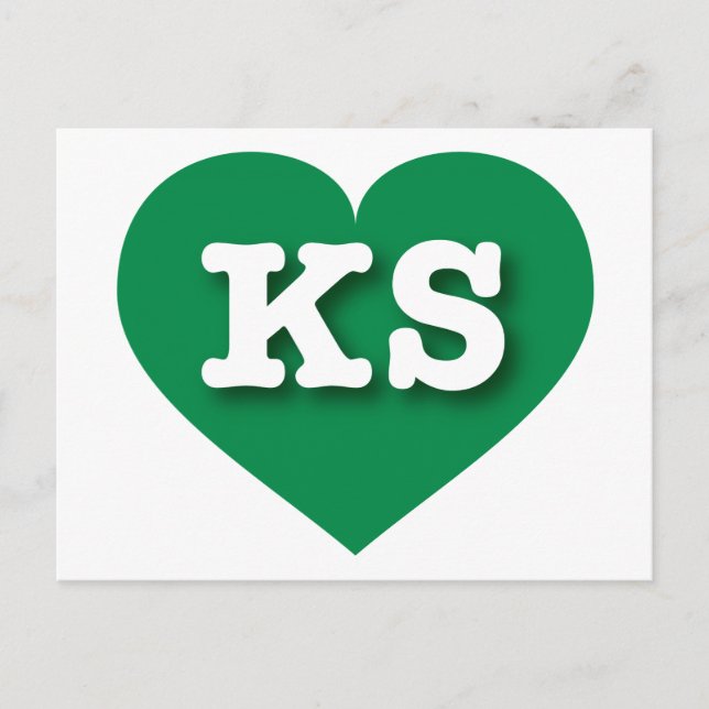 I love Kansas - KS green heart Postcard (Front)