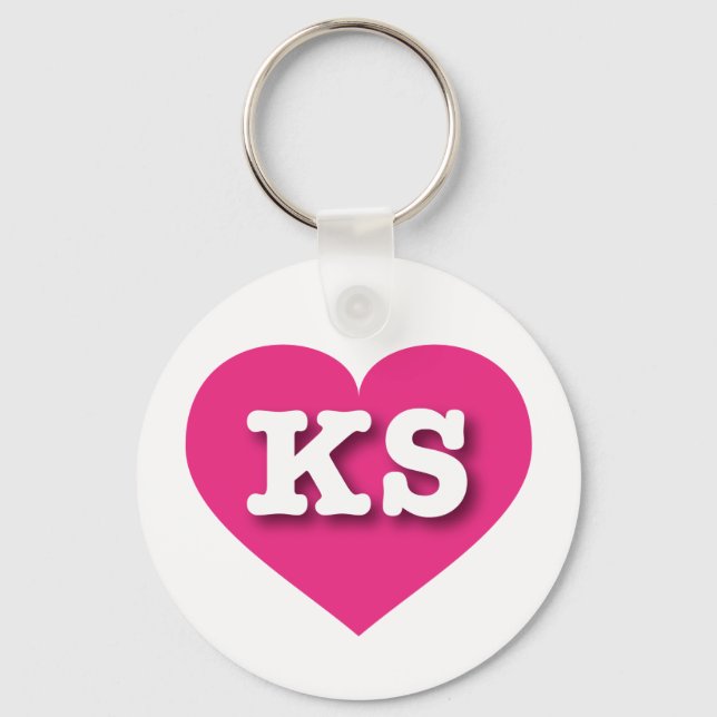 I love Kansas - KS hot pink heart Keychain (Front)
