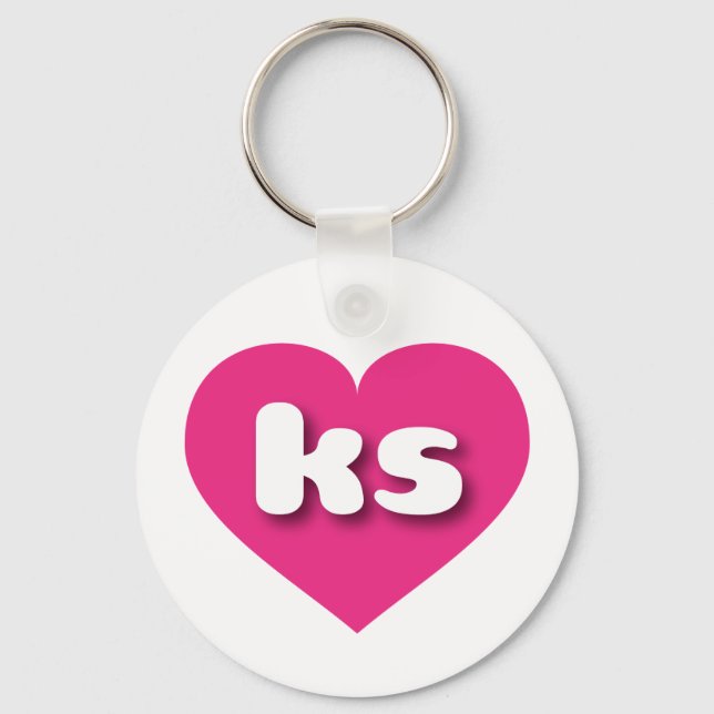 I love Kansas - ks hot pink heart Keychain (Front)