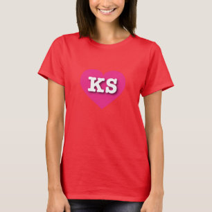 I love Kansas - KS hot pink heart T-Shirt