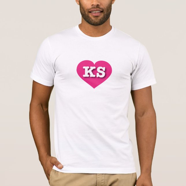 I love Kansas - KS hot pink heart T-Shirt (Front)