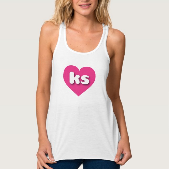 I love Kansas - ks hot pink heart Tank Top (Front)