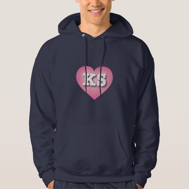 I love Kansas - KS pink fade heart Hoodie (Front)