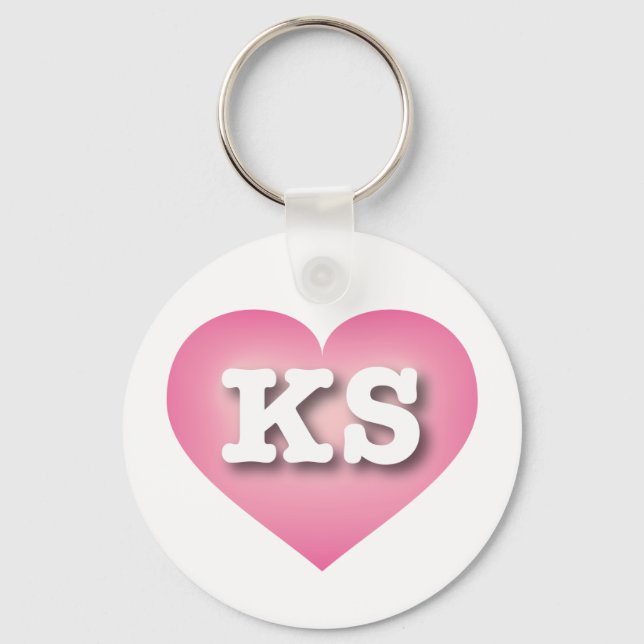 I love Kansas - KS pink fade heart Keychain (Front)
