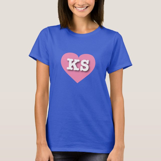 I love Kansas - KS pink heart T-Shirt (Front)