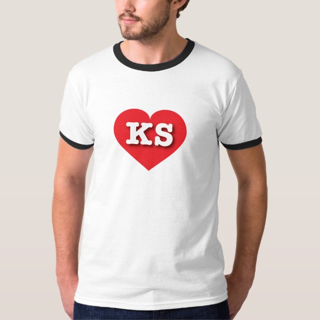 I love Kansas - KS red heart T-Shirt (Front)