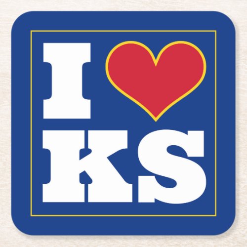 I Love Kansas Lawrence Disposable Square Paper Coaster
