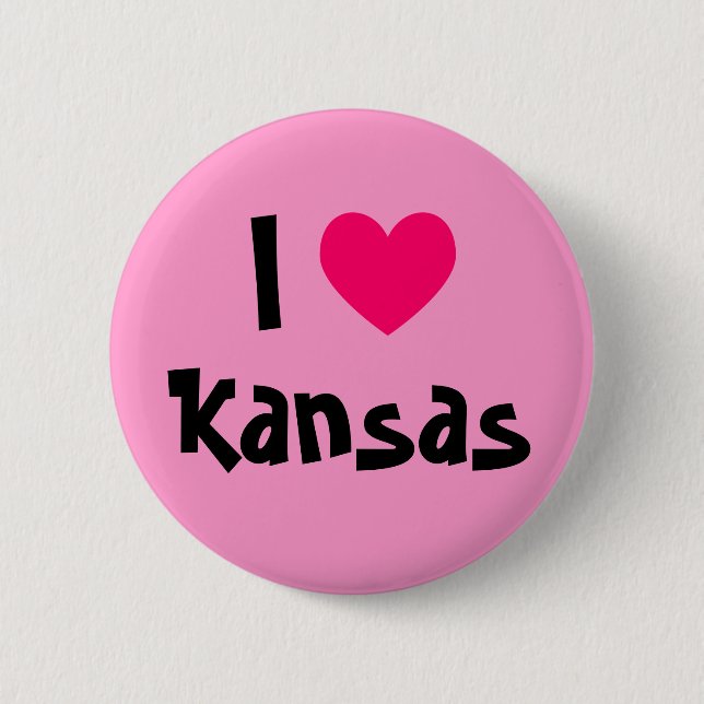 I Love Kansas Pinback Button (Front)