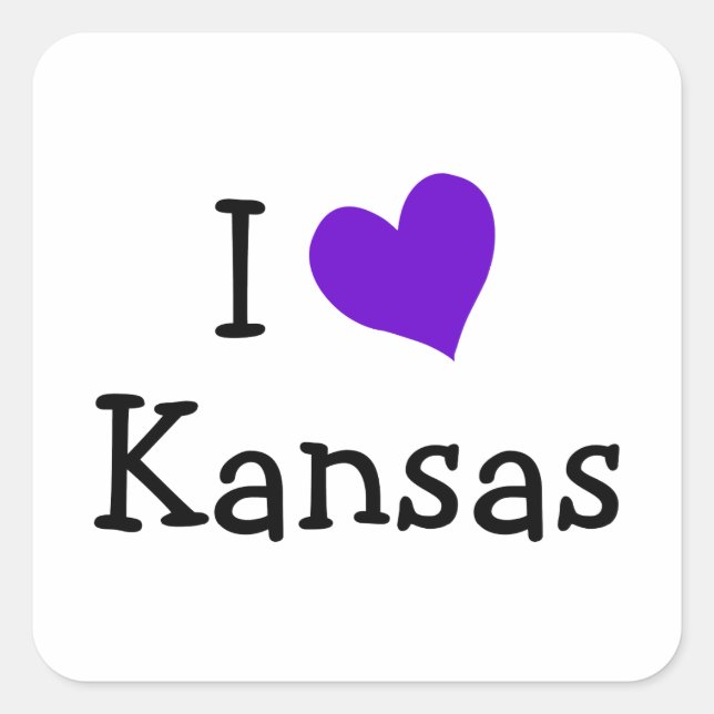 I Love Kansas Square Sticker (Front)