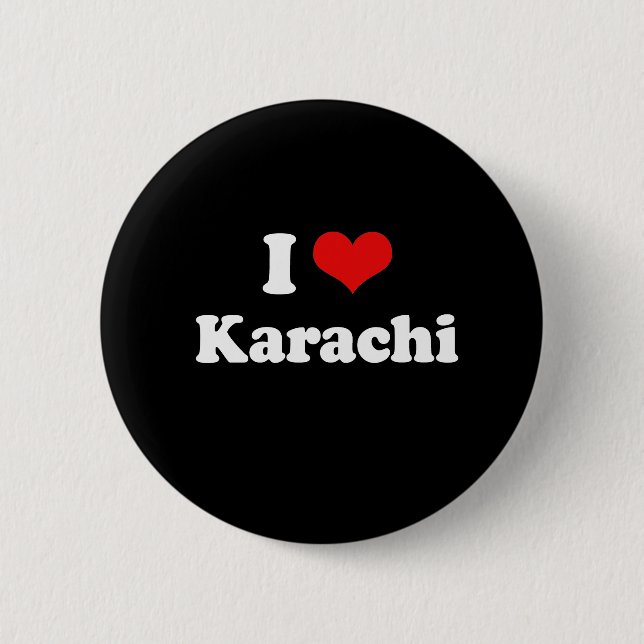 I Love Karachi Tshirt White Tshirt Pinback Button (Front)