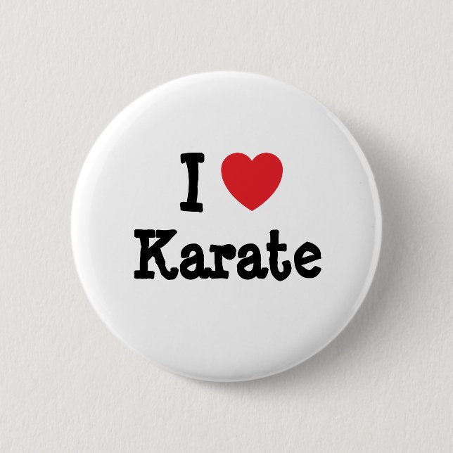 I love Karate heart custom personalized Pinback Button (Front)