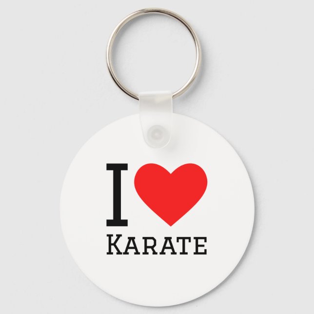 I Love Karate T Shirt  Keychain (Front)